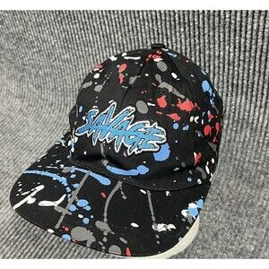 Savage Cap Mens‎ Adjustable Black Paint Splattered Dad Hat Casual Fun Party
